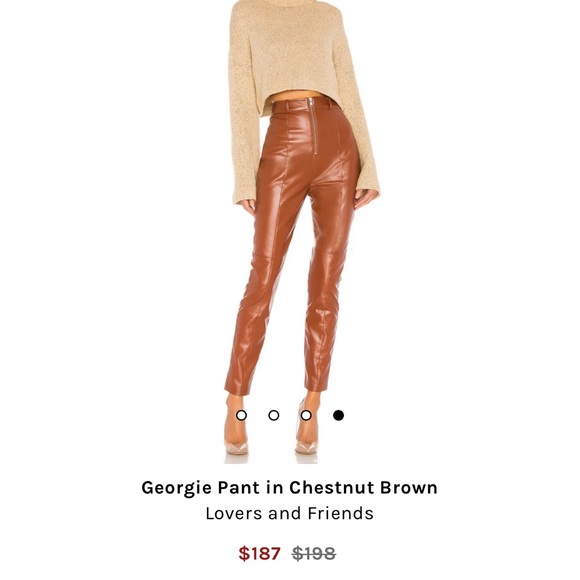 SALE 🔥 Lovers + Friends Georgie Pant in Chestnut Brown Sz XS Vegan Leather - Picture 1 of 5